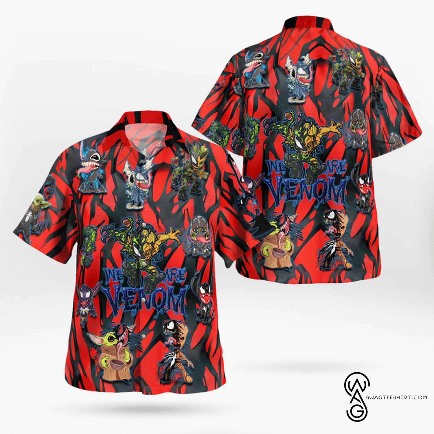 [Top Trending] We Are Venom Stich Baby Yoda Movie Halloween Casual Summer Beach Full Printing Hawaiian Shirt